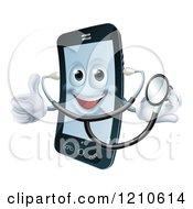 Poster, Art Print Of Happy Cell Phone Wearing A Stethoscope And Holding A Thumb Up