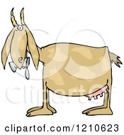 Cartoon Of A Profiled Goat Eating Cans Royalty Free Vector Clipart