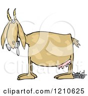 Cartoon Of A Profiled Goat Eating And Pooping Cans Royalty Free Vector Clipart