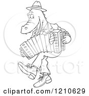 Outlined Alligator Dancing And Playing An Accordion