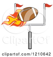 Poster, Art Print Of Flaming American Football Flying Over A Goal