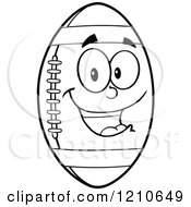Cartoon Of A Black And White Happy American Football Mascot Royalty Free Vector Clipart