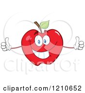 Poster, Art Print Of Happy Red Apple Mascot Holding Two Thumbs Up