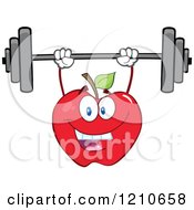 Poster, Art Print Of Strong Red Apple Mascot Lifting A Barbell
