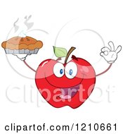 Poster, Art Print Of Red Apple Mascot Holding A Fresh Hot Pie