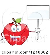 Poster, Art Print Of Red Apple Mascot Holding A Sign 2