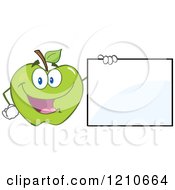 Poster, Art Print Of Green Apple Mascot Holding A Sign