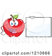 Poster, Art Print Of Red Apple Mascot Holding A Sign