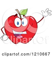 Poster, Art Print Of Red Apple Mascot Waving
