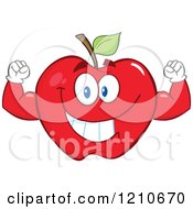 Cartoon Of A Strong Red Apple Mascot Flexing Royalty Free Vector Clipart by Hit Toon