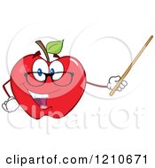 Poster, Art Print Of Red Apple Teacher Mascot Wearing Glasses Holding A Pointer Stick