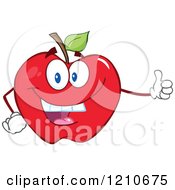 Poster, Art Print Of Red Apple Mascot Holding A Thumb Up