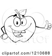 Poster, Art Print Of Black And White Apple Mascot Holding A Thumb Up