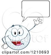 Cartoon Of A Talking Friendly Waving Golf Ball Mascot Royalty Free Vector Clipart