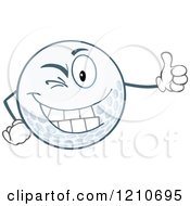 Poster, Art Print Of Happy Golf Ball Mascot Winking And Holding A Thumb Up