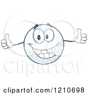 Poster, Art Print Of Happy Golf Ball Mascot Holding Two Thumbs Up