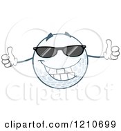 Cartoon Of A Cool Golf Ball Mascot Holding Two Thumbs Up Royalty Free Vector Clipart