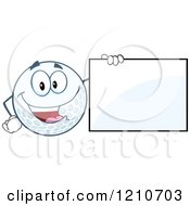 Poster, Art Print Of Happy Golf Ball Mascot With A Sign