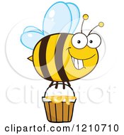 Poster, Art Print Of Happy Bee Flying With Honey