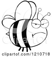 Cartoon Of A Black And White Mad Bee Royalty Free Vector Clipart