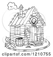 Poster, Art Print Of Sketched Black And White Christmas Gingerbread Shack