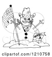 Poster, Art Print Of Sketched Black And White Patriotic Snowman