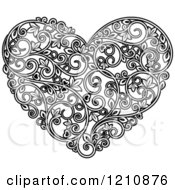 Poster, Art Print Of Black And White Vine Floral Heart