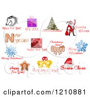 Poster, Art Print Of Christmas And New Year Icons And Greetings