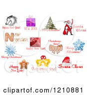 Clipart Of Christmas And New Year Icons And Greetings Royalty Free Vector Illustration