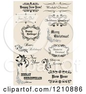 Clipart Of Vintage Christmas And New Year Greetings Royalty Free Vector Illustration