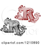 Clipart Of A Black And White And Red Vintage Letter R Royalty Free Vector Illustration by Vector Tradition SM