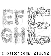 Poster, Art Print Of Black And White Floral Letters E F G And H