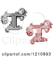 Poster, Art Print Of Black And White And Red Vintage Letter T