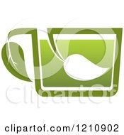 Clipart Of A Cup Of Green Tea Or Coffee And Leaves 2 Royalty Free Vector Illustration