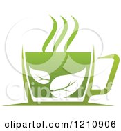 Clipart Of A Cup Of Green Tea Or Coffee And Leaves Royalty Free Vector Illustration
