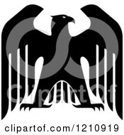Clipart Of A Black And White Heraldic Eagle 11 Royalty Free Vector Illustration