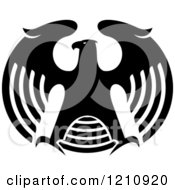 Clipart Of A Black And White Heraldic Eagle 10 Royalty Free Vector Illustration
