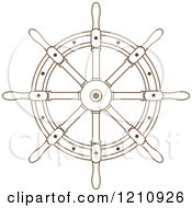 Clipart Of A Brown Ship Steering Wheel Helm 4 Royalty Free Vector Illustration