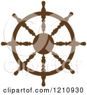 Clipart Of A Brown Ship Steering Wheel Helm 2 Royalty Free Vector Illustration