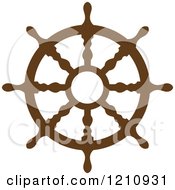 Clipart Of A Brown Ship Steering Wheel Helm 8 Royalty Free Vector Illustration