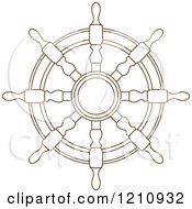 Clipart Of A Brown Ship Steering Wheel Helm 6 Royalty Free Vector Illustration