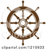 Clipart Of A Brown Ship Steering Wheel Helm 7 Royalty Free Vector Illustration