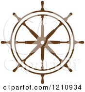 Clipart Of A Brown Ship Steering Wheel Helm 5 Royalty Free Vector Illustration