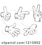 Clipart Of A Gloved Hands Gesturing Royalty Free Vector Illustration