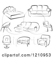 Poster, Art Print Of Black And White Sketches Of Furniture