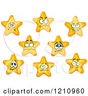 Clipart Of Expressive Yellow Stars 3 Royalty Free Vector Illustration