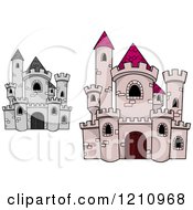 Clipart Of Castle Facades Royalty Free Vector Illustration