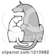 Clipart Of A Grayscale Dog And Cat Sitting Side By Side Royalty Free Vector Illustration by Vector Tradition SM