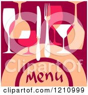 Poster, Art Print Of Menu Cover With Cutlery And Glasses