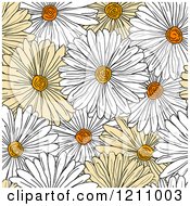 Poster, Art Print Of Seamless Yellow And White Daisy Flower Pattern